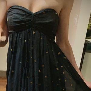 Julie Brown Black &Metallic Gold Strapless Dress